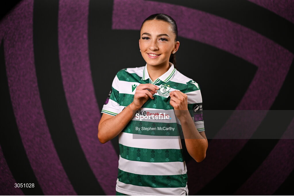 15 February 2025; Ella Kelly during a Shamrock Rovers squad portraits session at Tallaght Stadium in Dublin. Photo by Stephen McCarthy/Sportsfile