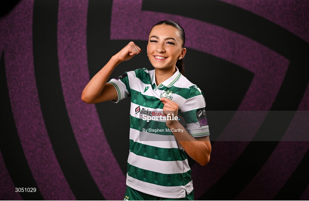 15 February 2025; Ella Kelly during a Shamrock Rovers squad portraits session at Tallaght Stadium in Dublin. Photo by Stephen McCarthy/Sportsfile