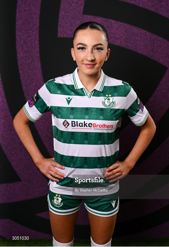15 February 2025; Ella Kelly during a Shamrock Rovers squad portraits session at Tallaght Stadium in Dublin. Photo by Stephen McCarthy/Sportsfile