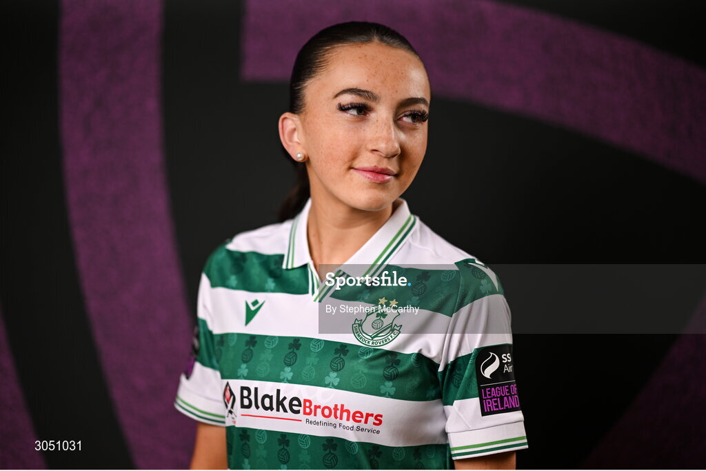 15 February 2025; Ella Kelly during a Shamrock Rovers squad portraits session at Tallaght Stadium in Dublin. Photo by Stephen McCarthy/Sportsfile