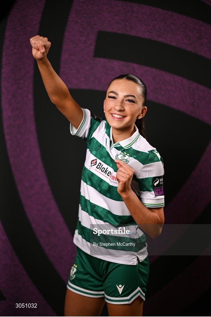 15 February 2025; Ella Kelly during a Shamrock Rovers squad portraits session at Tallaght Stadium in Dublin. Photo by Stephen McCarthy/Sportsfile