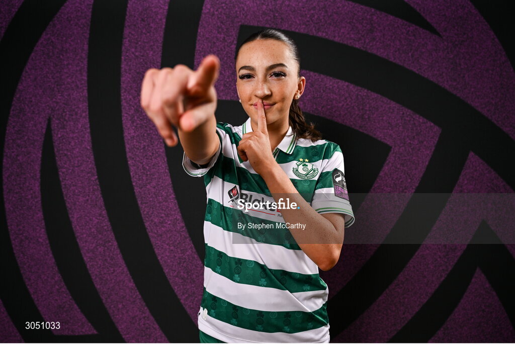 15 February 2025; Ella Kelly during a Shamrock Rovers squad portraits session at Tallaght Stadium in Dublin. Photo by Stephen McCarthy/Sportsfile