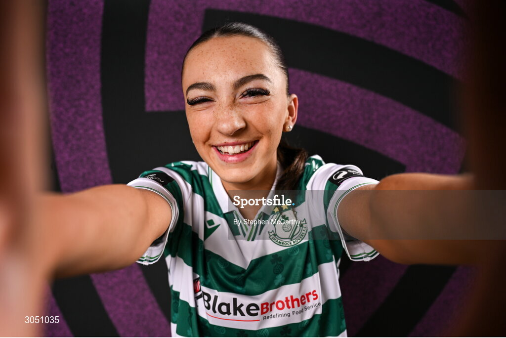 15 February 2025; Ella Kelly during a Shamrock Rovers squad portraits session at Tallaght Stadium in Dublin. Photo by Stephen McCarthy/Sportsfile