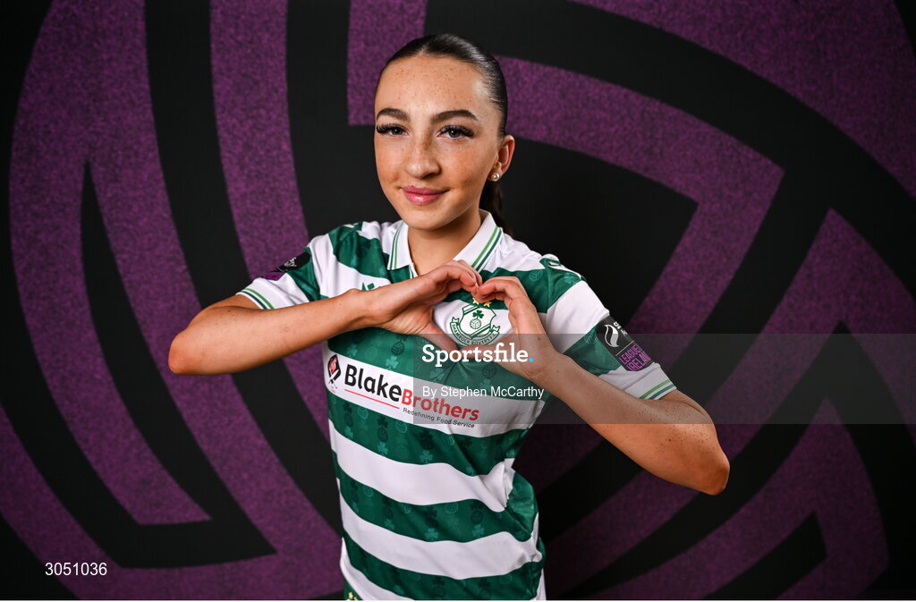 15 February 2025; Ella Kelly during a Shamrock Rovers squad portraits session at Tallaght Stadium in Dublin. Photo by Stephen McCarthy/Sportsfile
