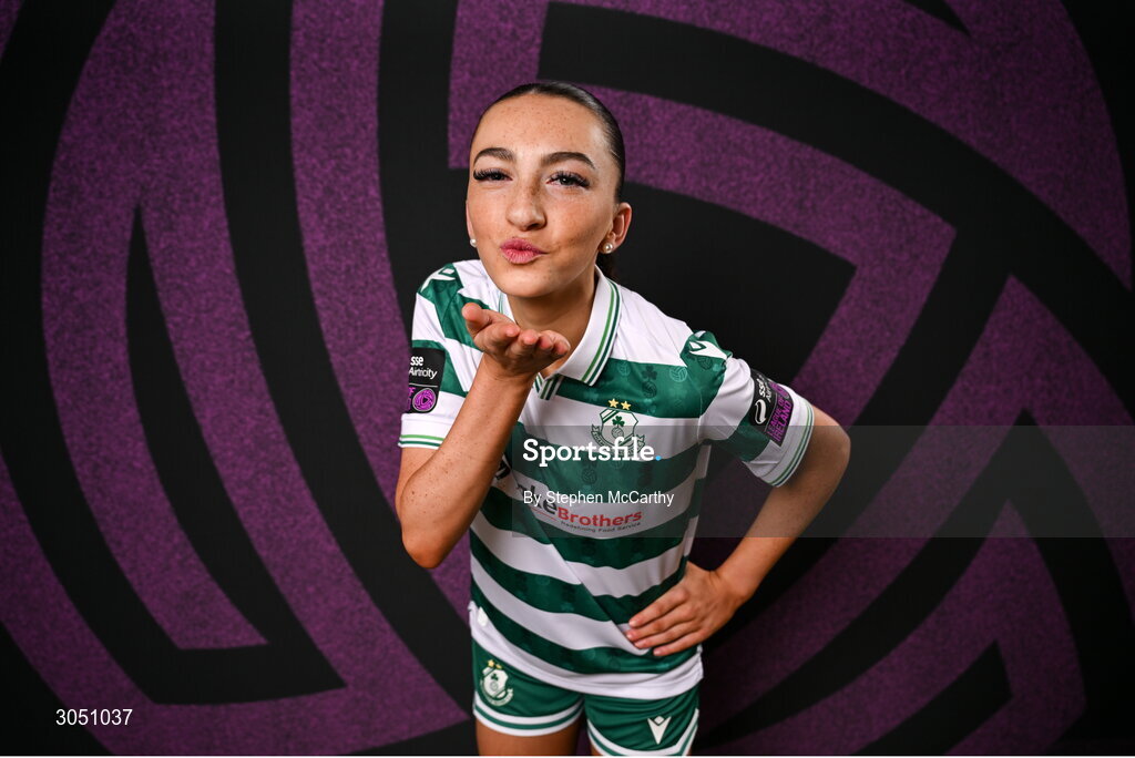 15 February 2025; Ella Kelly during a Shamrock Rovers squad portraits session at Tallaght Stadium in Dublin. Photo by Stephen McCarthy/Sportsfile