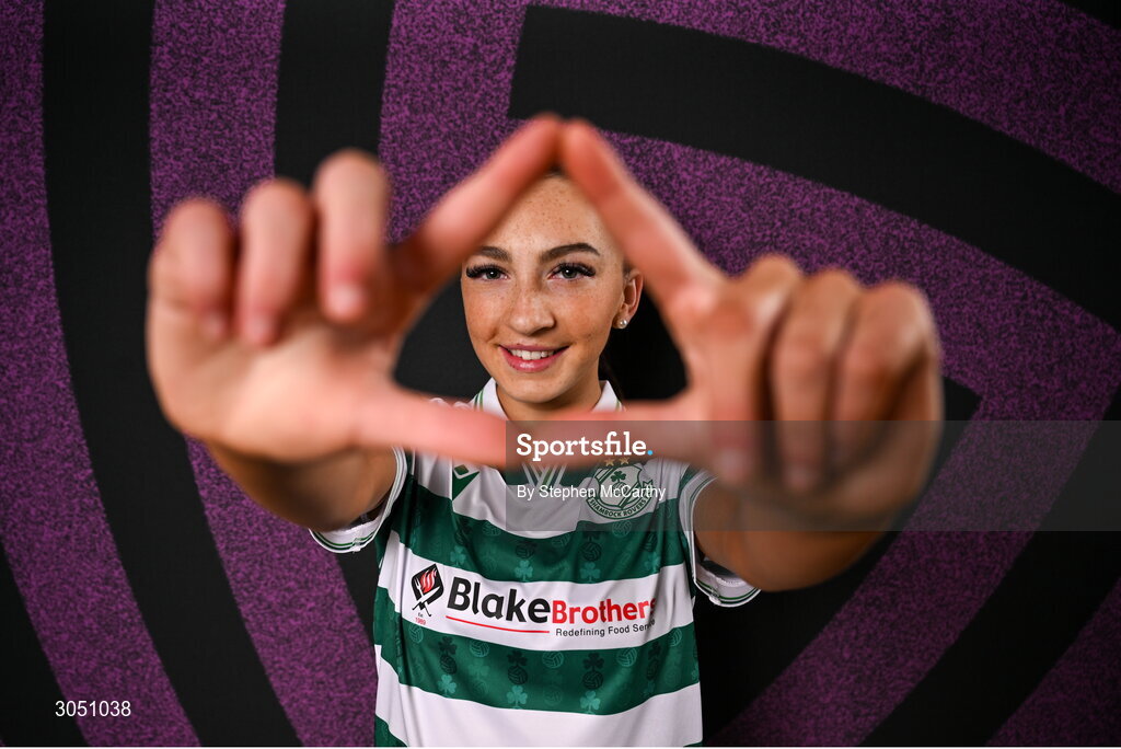 15 February 2025; Ella Kelly during a Shamrock Rovers squad portraits session at Tallaght Stadium in Dublin. Photo by Stephen McCarthy/Sportsfile