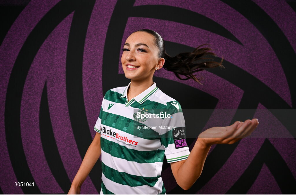 15 February 2025; Ella Kelly during a Shamrock Rovers squad portraits session at Tallaght Stadium in Dublin. Photo by Stephen McCarthy/Sportsfile