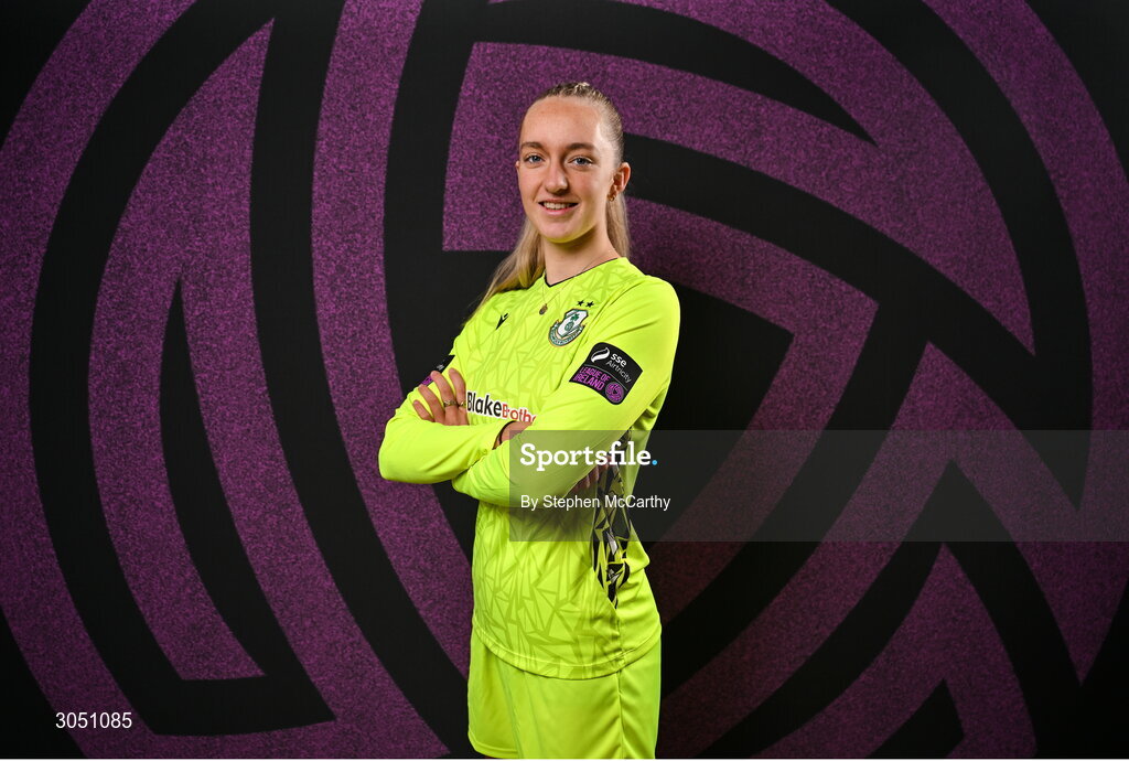 15 February 2025; Goalkeeper Katie Keane during a Shamrock Rovers squad portraits session at Tallaght Stadium in Dublin. Photo by Stephen McCarthy/Sportsfile
