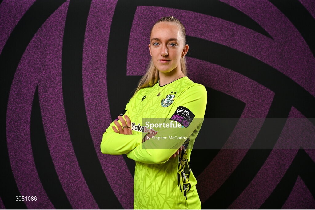 15 February 2025; Goalkeeper Katie Keane during a Shamrock Rovers squad portraits session at Tallaght Stadium in Dublin. Photo by Stephen McCarthy/Sportsfile