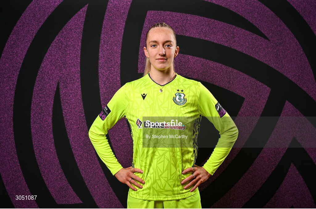 15 February 2025; Goalkeeper Katie Keane during a Shamrock Rovers squad portraits session at Tallaght Stadium in Dublin. Photo by Stephen McCarthy/Sportsfile