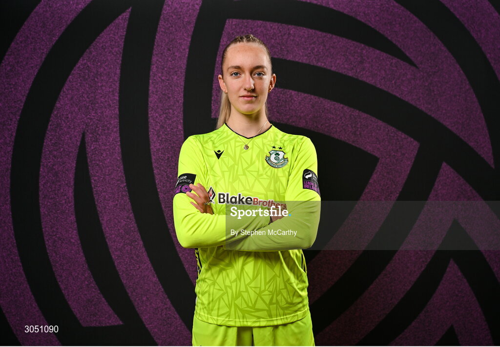 15 February 2025; Goalkeeper Katie Keane during a Shamrock Rovers squad portraits session at Tallaght Stadium in Dublin. Photo by Stephen McCarthy/Sportsfile