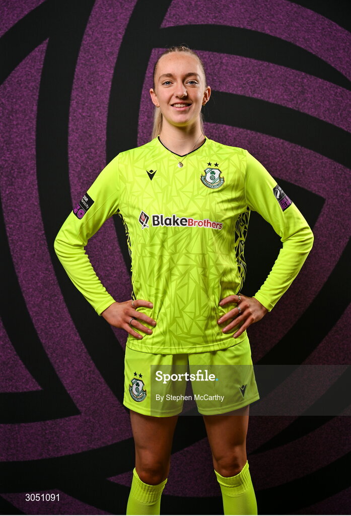 15 February 2025; Goalkeeper Katie Keane during a Shamrock Rovers squad portraits session at Tallaght Stadium in Dublin. Photo by Stephen McCarthy/Sportsfile