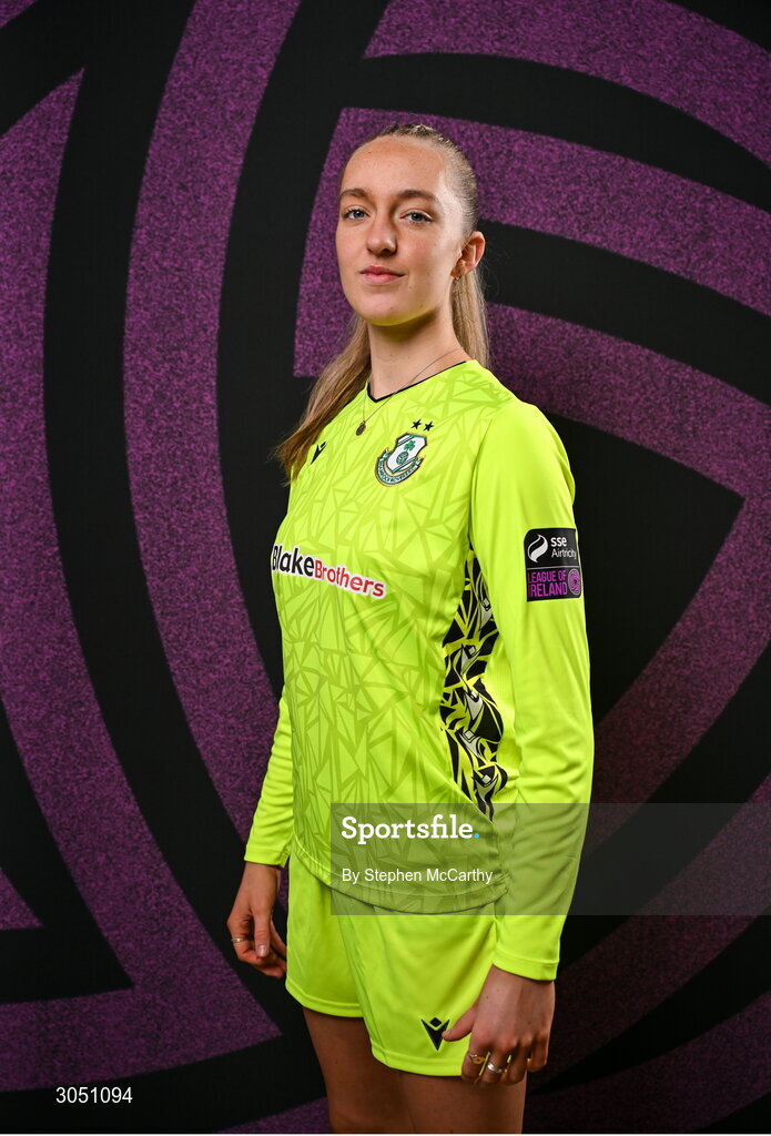 15 February 2025; Goalkeeper Katie Keane during a Shamrock Rovers squad portraits session at Tallaght Stadium in Dublin. Photo by Stephen McCarthy/Sportsfile