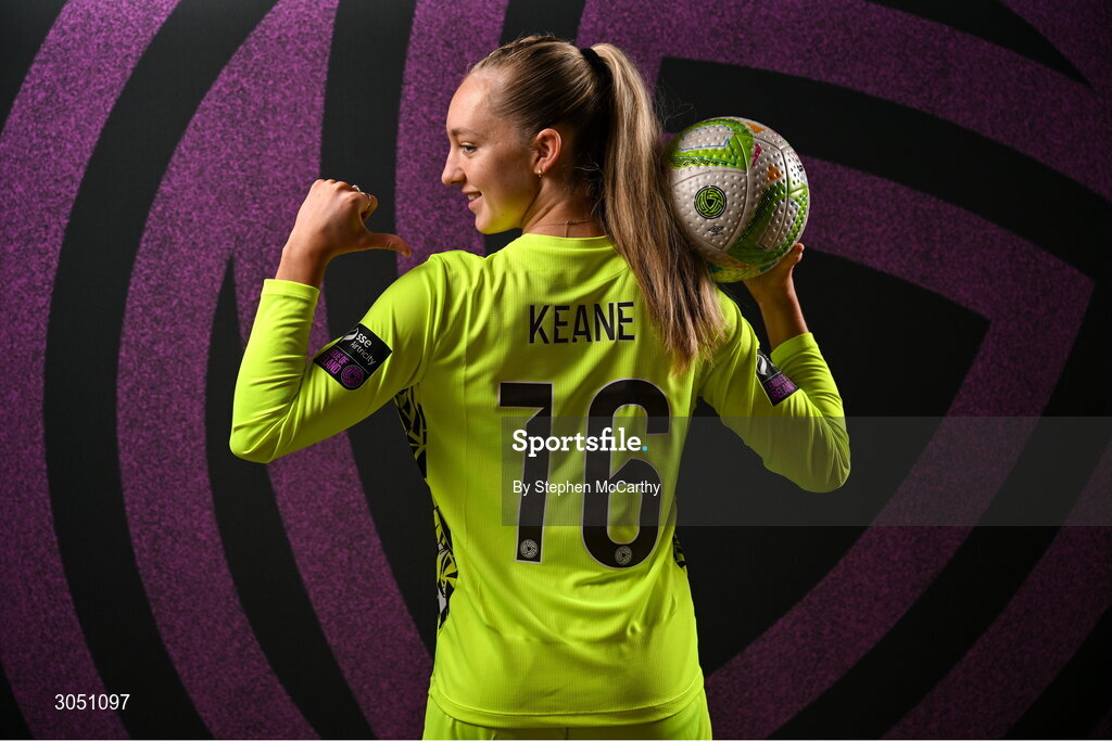 15 February 2025; Goalkeeper Katie Keane during a Shamrock Rovers squad portraits session at Tallaght Stadium in Dublin. Photo by Stephen McCarthy/Sportsfile