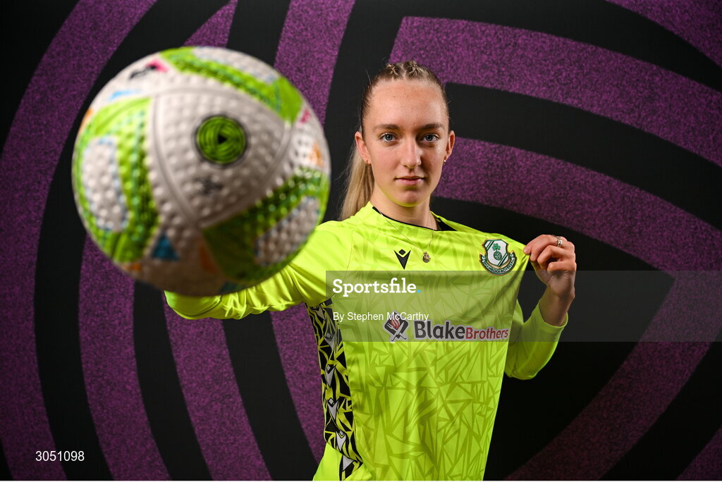 15 February 2025; Goalkeeper Katie Keane during a Shamrock Rovers squad portraits session at Tallaght Stadium in Dublin. Photo by Stephen McCarthy/Sportsfile