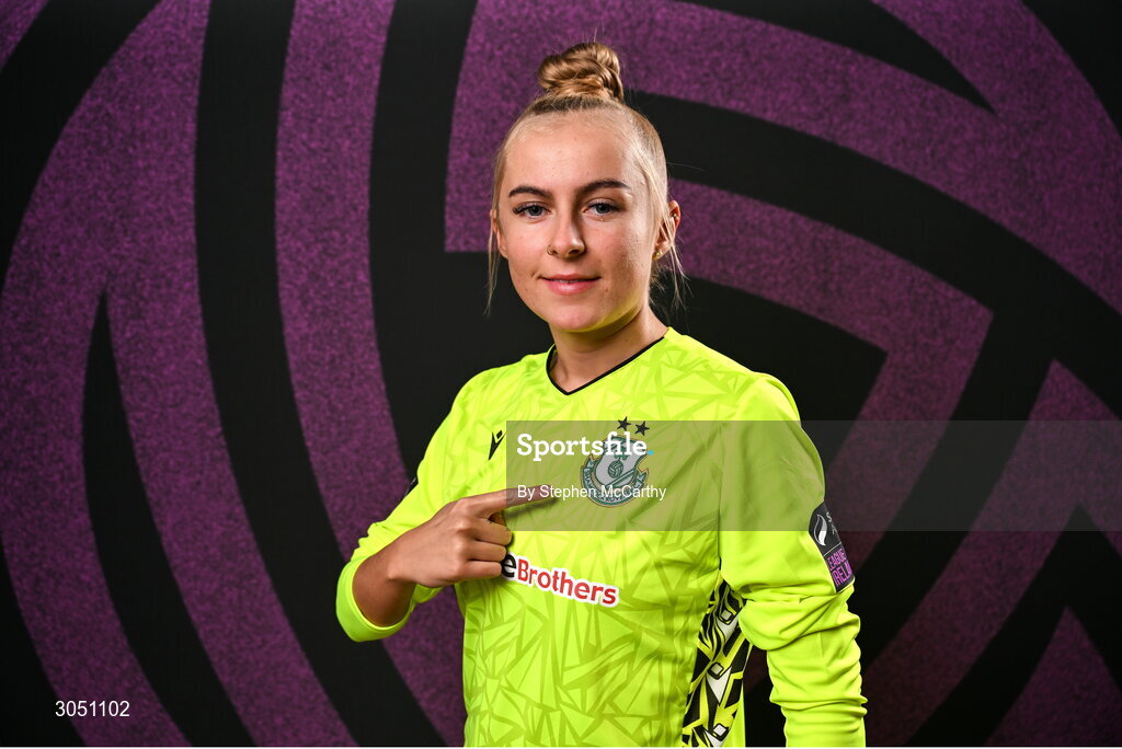 15 February 2025; Goalkeeper Summer Lawless during a Shamrock Rovers squad portraits session at Tallaght Stadium in Dublin. Photo by Stephen McCarthy/Sportsfile