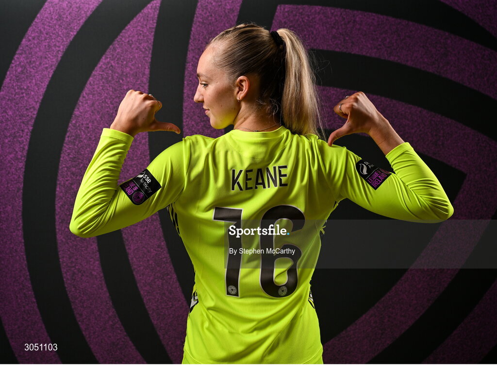 15 February 2025; Goalkeeper Katie Keane during a Shamrock Rovers squad portraits session at Tallaght Stadium in Dublin. Photo by Stephen McCarthy/Sportsfile