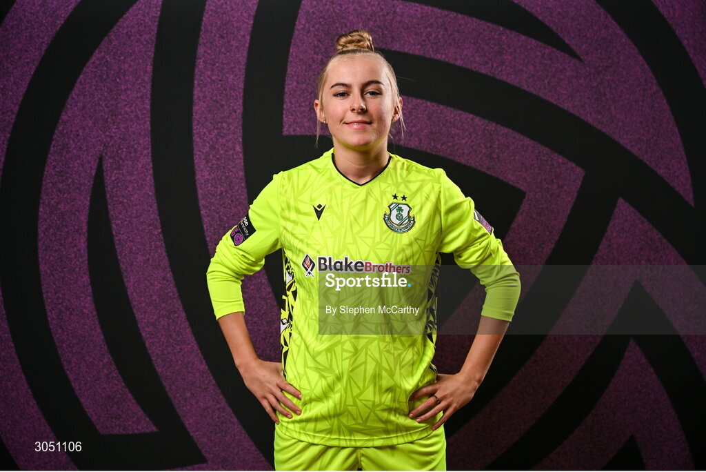 15 February 2025; Goalkeeper Summer Lawless during a Shamrock Rovers squad portraits session at Tallaght Stadium in Dublin. Photo by Stephen McCarthy/Sportsfile
