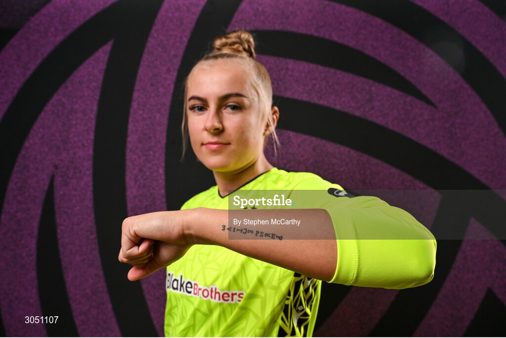 15 February 2025; Goalkeeper Summer Lawless during a Shamrock Rovers squad portraits session at Tallaght Stadium in Dublin. Photo by Stephen McCarthy/Sportsfile