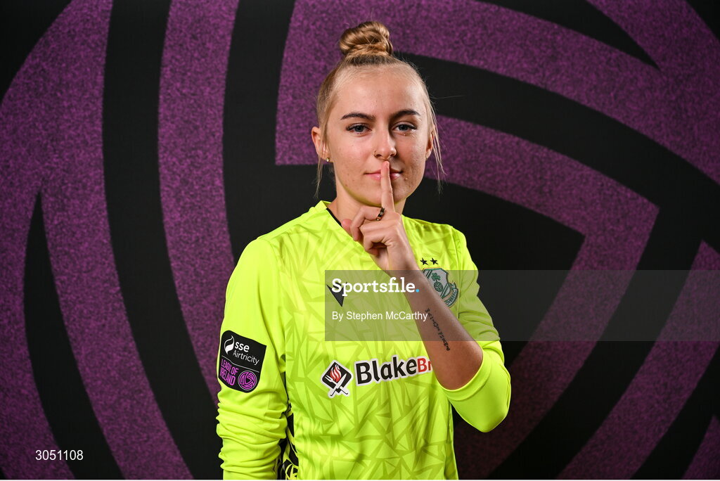 15 February 2025; Goalkeeper Summer Lawless during a Shamrock Rovers squad portraits session at Tallaght Stadium in Dublin. Photo by Stephen McCarthy/Sportsfile