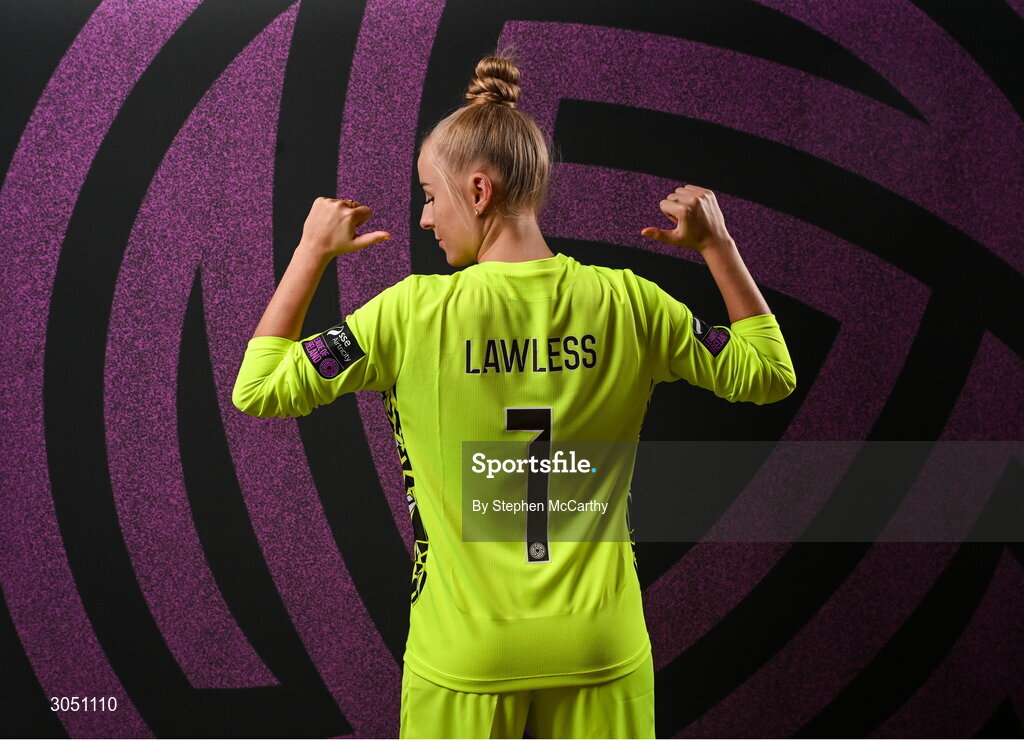 15 February 2025; Goalkeeper Summer Lawless during a Shamrock Rovers squad portraits session at Tallaght Stadium in Dublin. Photo by Stephen McCarthy/Sportsfile