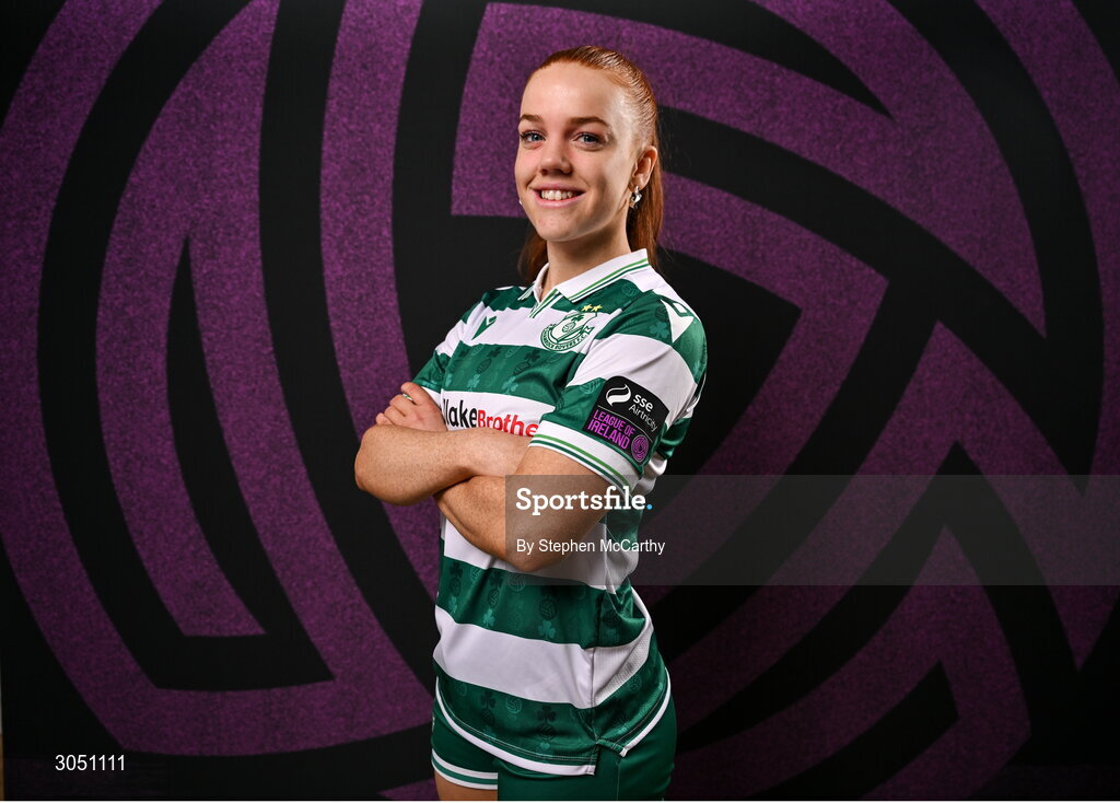 15 February 2025; Fiona Owens during a Shamrock Rovers squad portraits session at Tallaght Stadium in Dublin. Photo by Stephen McCarthy/Sportsfile