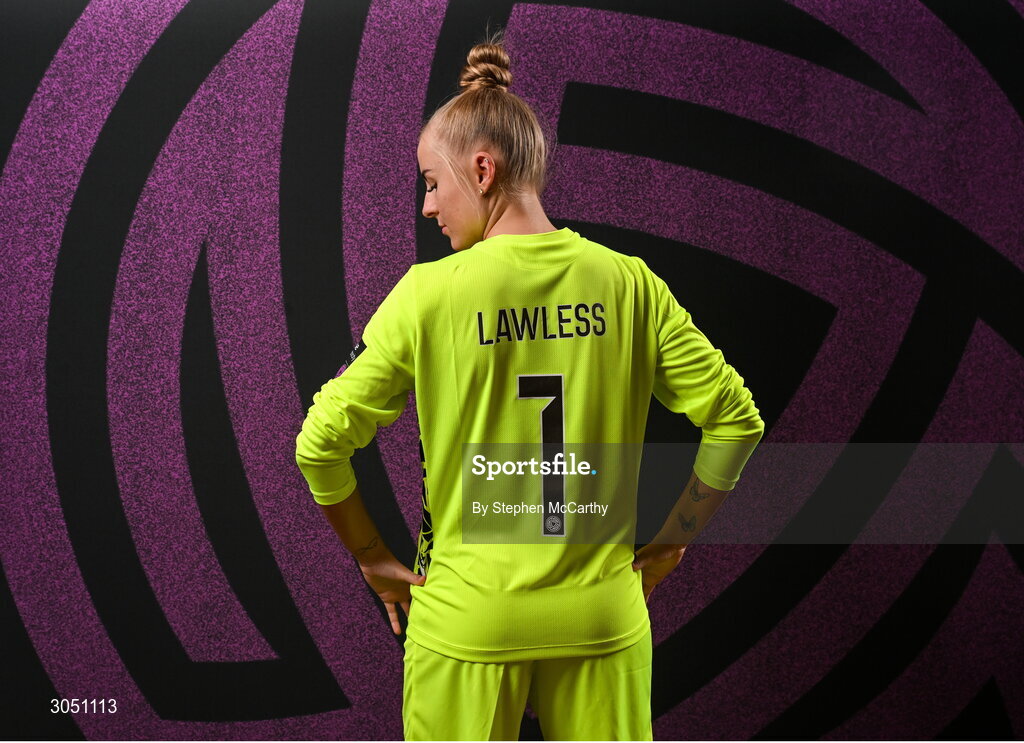 15 February 2025; Goalkeeper Summer Lawless during a Shamrock Rovers squad portraits session at Tallaght Stadium in Dublin. Photo by Stephen McCarthy/Sportsfile