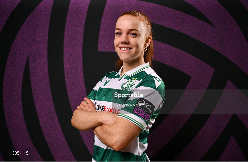 15 February 2025; Fiona Owens during a Shamrock Rovers squad portraits session at Tallaght Stadium in Dublin. Photo by Stephen McCarthy/Sportsfile