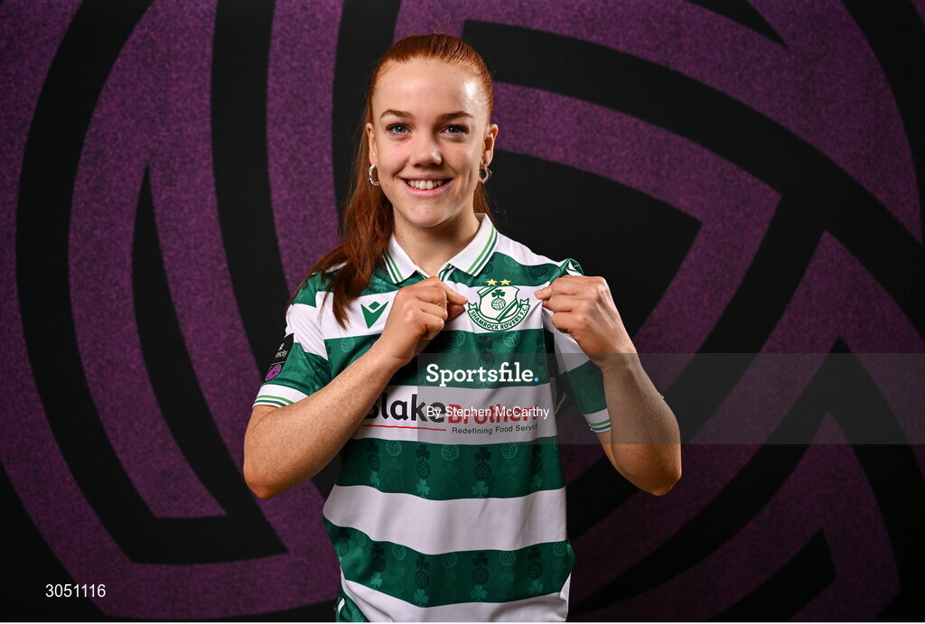 15 February 2025; Fiona Owens during a Shamrock Rovers squad portraits session at Tallaght Stadium in Dublin. Photo by Stephen McCarthy/Sportsfile