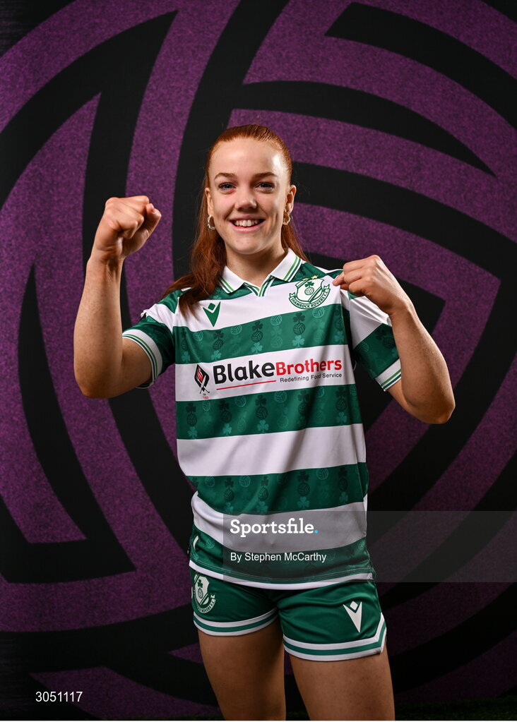 15 February 2025; Fiona Owens during a Shamrock Rovers squad portraits session at Tallaght Stadium in Dublin. Photo by Stephen McCarthy/Sportsfile