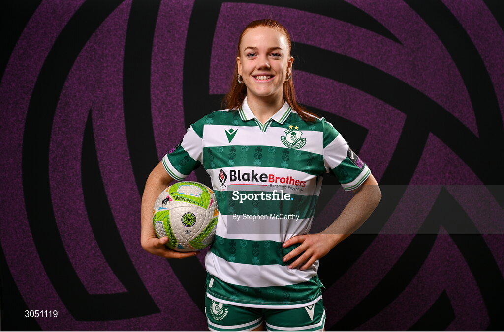 15 February 2025; Fiona Owens during a Shamrock Rovers squad portraits session at Tallaght Stadium in Dublin. Photo by Stephen McCarthy/Sportsfile