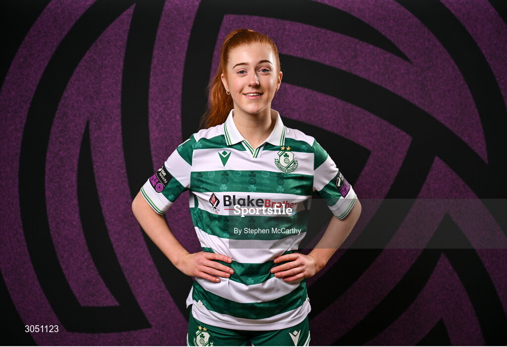 15 February 2025; Katie O'Reilly during a Shamrock Rovers squad portraits session at Tallaght Stadium in Dublin. Photo by Stephen McCarthy/Sportsfile