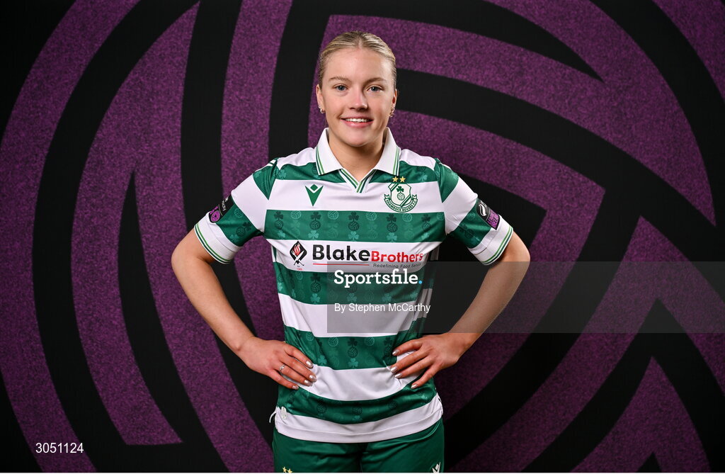 15 February 2025; Emily Corbet during a Shamrock Rovers squad portraits session at Tallaght Stadium in Dublin. Photo by Stephen McCarthy/Sportsfile