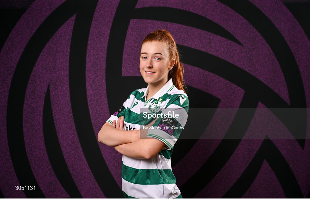 15 February 2025; Katie O'Reilly during a Shamrock Rovers squad portraits session at Tallaght Stadium in Dublin. Photo by Stephen McCarthy/Sportsfile