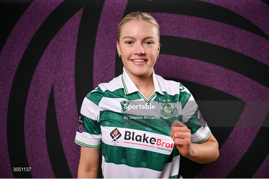 15 February 2025; Emily Corbet during a Shamrock Rovers squad portraits session at Tallaght Stadium in Dublin. Photo by Stephen McCarthy/Sportsfile