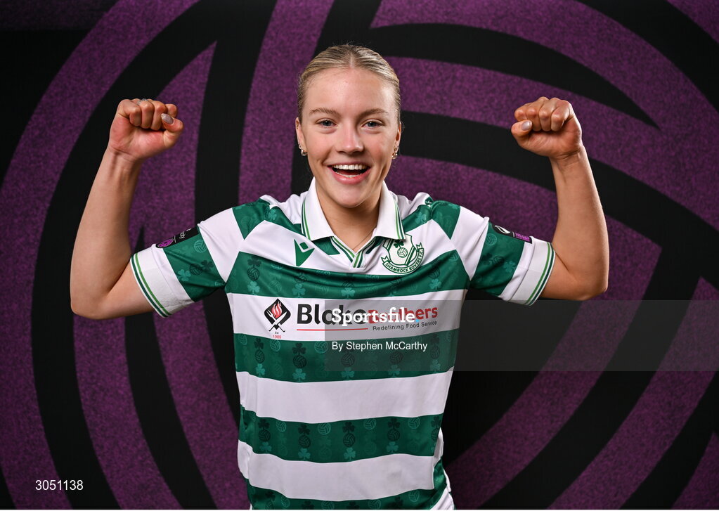 15 February 2025; Emily Corbet during a Shamrock Rovers squad portraits session at Tallaght Stadium in Dublin. Photo by Stephen McCarthy/Sportsfile