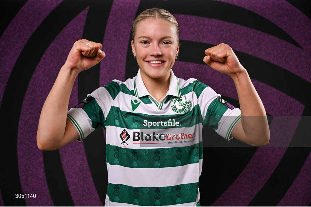 15 February 2025; Emily Corbet during a Shamrock Rovers squad portraits session at Tallaght Stadium in Dublin. Photo by Stephen McCarthy/Sportsfile