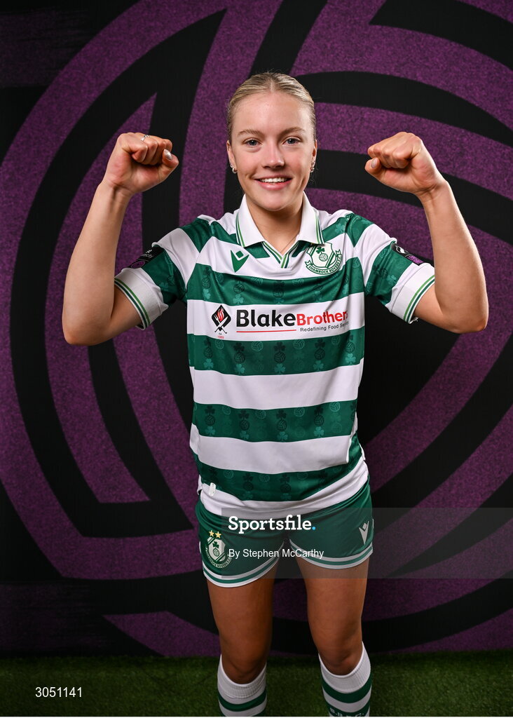 15 February 2025; Emily Corbet during a Shamrock Rovers squad portraits session at Tallaght Stadium in Dublin. Photo by Stephen McCarthy/Sportsfile