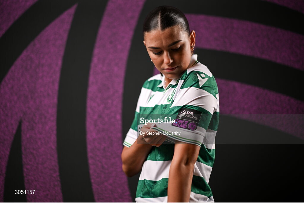 15 February 2025; Maria Reynolds during a Shamrock Rovers squad portraits session at Tallaght Stadium in Dublin. Photo by Stephen McCarthy/Sportsfile