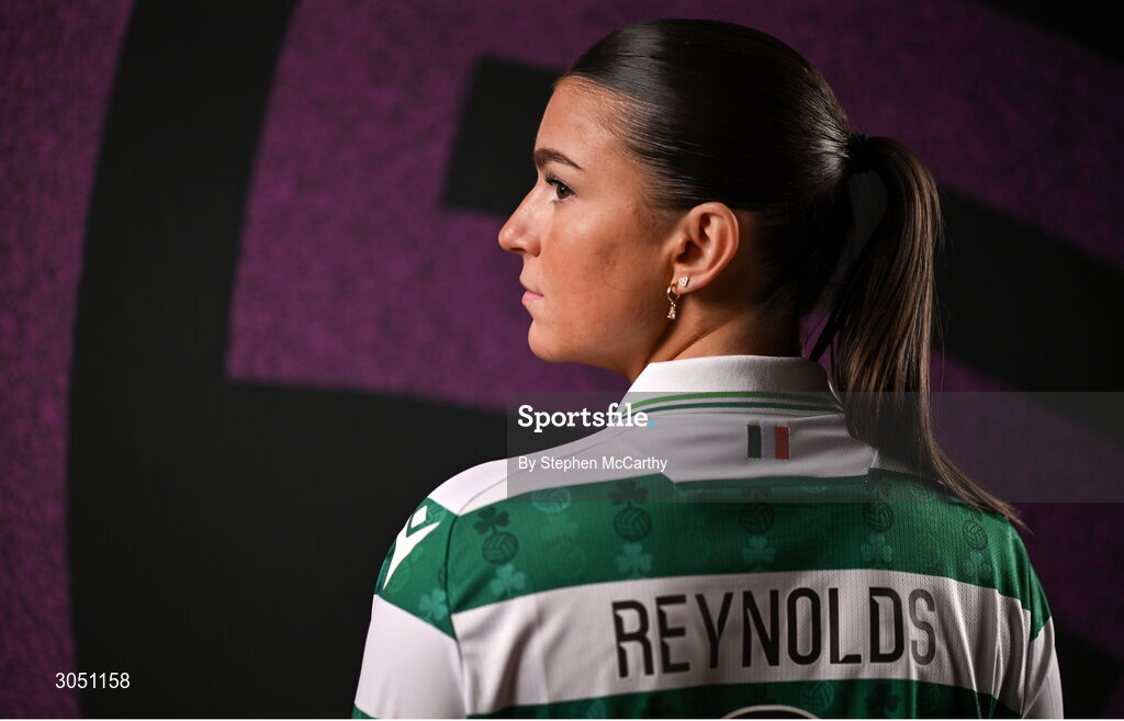 15 February 2025; Maria Reynolds during a Shamrock Rovers squad portraits session at Tallaght Stadium in Dublin. Photo by Stephen McCarthy/Sportsfile