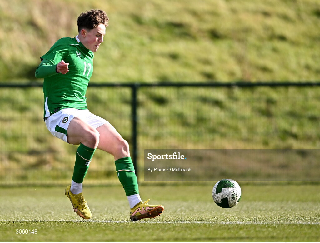 28 February 2025; Josh Harpur of Republic of Ireland during the U16 Boys International Friendly match between Repubic of Ireland and Finland at the FAI National Training Centre in Abbotstown, Dublin. Photo by Piaras Ó Mídheach/Sportsfile