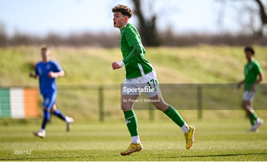 28 February 2025; Josh Harpur of Republic of Ireland during the U16 Boys International Friendly match between Repubic of Ireland and Finland at the FAI National Training Centre in Abbotstown, Dublin. Photo by Piaras Ó Mídheach/Sportsfile