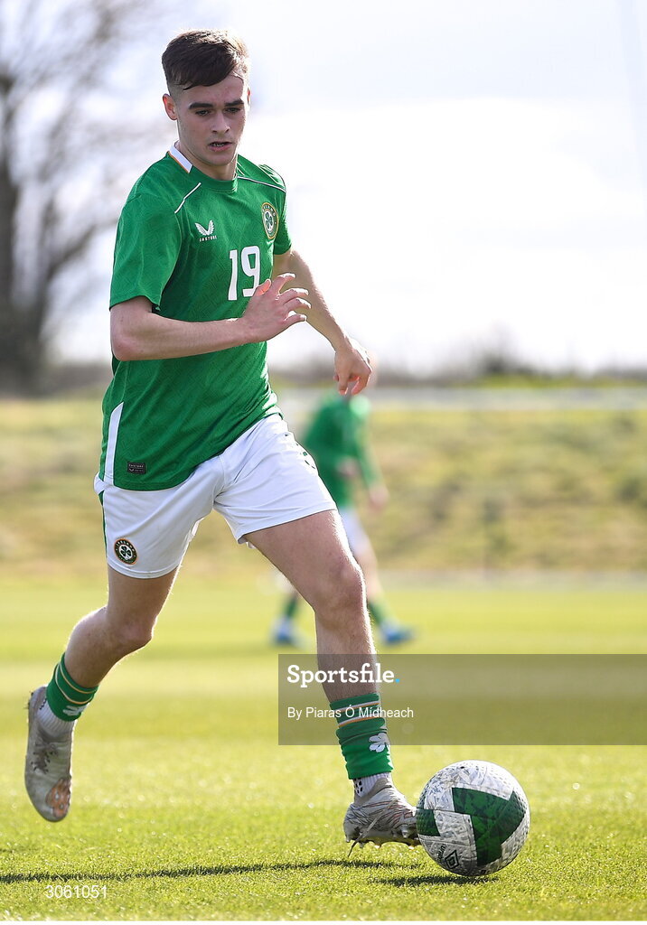 28 February 2025; Curtis Egan of Republic of Ireland during the U16 Boys International Friendly match between Repubic of Ireland and Finland at the FAI National Training Centre in Abbotstown, Dublin. Photo by Piaras Ó Mídheach/Sportsfile