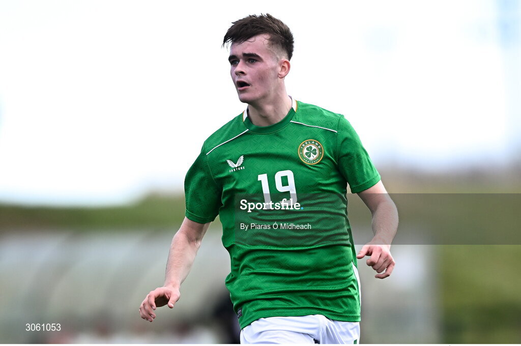 28 February 2025; Curtis Egan of Republic of Ireland during the U16 Boys International Friendly match between Repubic of Ireland and Finland at the FAI National Training Centre in Abbotstown, Dublin. Photo by Piaras Ó Mídheach/Sportsfile