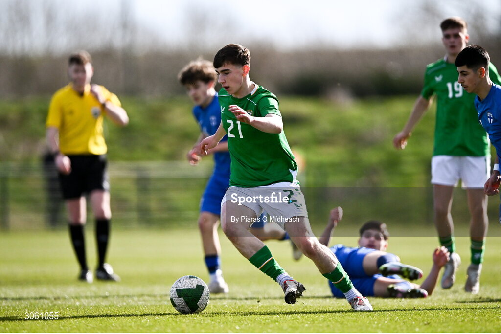 28 February 2025; Kian Quigley of Republic of Ireland during the U16 Boys International Friendly match between Repubic of Ireland and Finland at the FAI National Training Centre in Abbotstown, Dublin. Photo by Piaras Ó Mídheach/Sportsfile