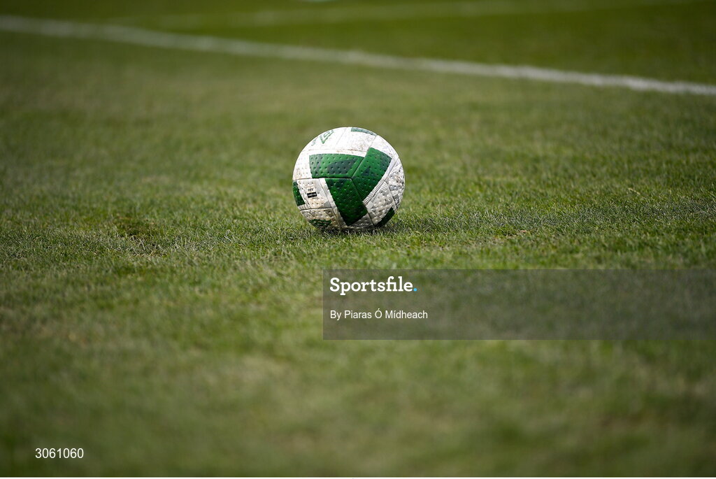 28 February 2025; A match ball during the U16 Boys International Friendly match between Repubic of Ireland and Finland at the FAI National Training Centre in Abbotstown, Dublin. Photo by Piaras Ó Mídheach/Sportsfile