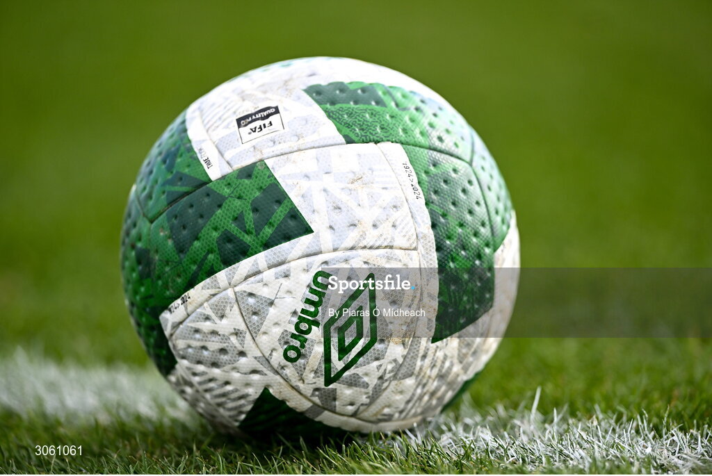 28 February 2025; A match ball during the U16 Boys International Friendly match between Repubic of Ireland and Finland at the FAI National Training Centre in Abbotstown, Dublin. Photo by Piaras Ó Mídheach/Sportsfile