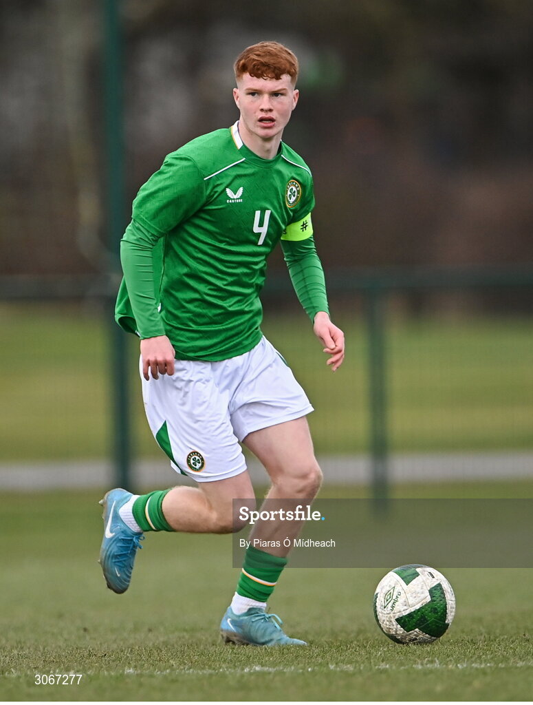 28 February 2025; Sean Spaight of Republic of Ireland during the U16 Boys International Friendly match between Repubic of Ireland and Finland at the FAI National Training Centre in Abbotstown, Dublin. Photo by Piaras Ó Mídheach/Sportsfile