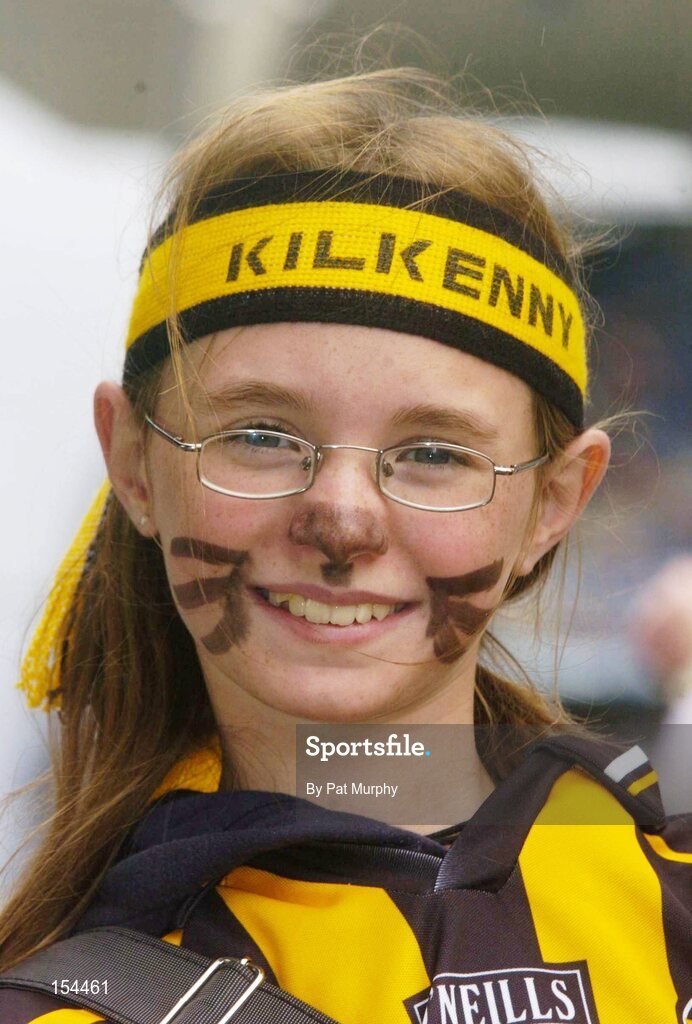 12 September 2004; Young Kilkenny fan Avy Kinsella pictured  before the game. Guinness All-Ireland Senior Hurling Championship Final, Cork v Kilkenny, Croke Park, Dublin. Picture credit; Pat Murphy / SPORTSFILE *** Local Caption *** Any photograph taken by SPORTSFILE during, or in connection with, the 2004 Guinness All-Ireland Hurling Final which displays GAA logos or contains an image or part of an image of any GAA intellectual property, or, which contains images of a GAA player/players in their playing uniforms, may only be used for editorial and non-advertising purposes.  Use of photographs for advertising, as posters or for purchase separately is strictly prohibited unless prior written approval has been obtained from the Gaelic Athletic Association.