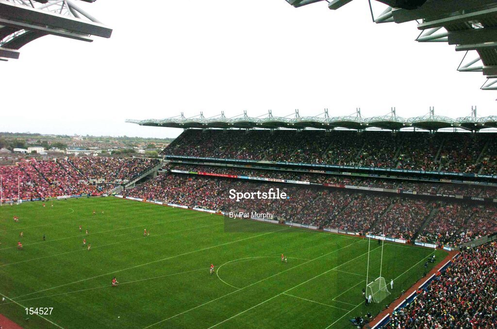 12 September 2004; A general view of Croke Park during the game. Guinness All-Ireland Senior Hurling Championship Final, Cork v Kilkenny, Croke Park, Dublin. Picture credit; Pat Murphy / SPORTSFILE *** Local Caption *** Any photograph taken by SPORTSFILE during, or in connection with, the 2004 Guinness All-Ireland Hurling Final which displays GAA logos or contains an image or part of an image of any GAA intellectual property, or, which contains images of a GAA player/players in their playing uniforms, may only be used for editorial and non-advertising purposes.  Use of photographs for advertising, as posters or for purchase separately is strictly prohibited unless prior written approval has been obtained from the Gaelic Athletic Association.